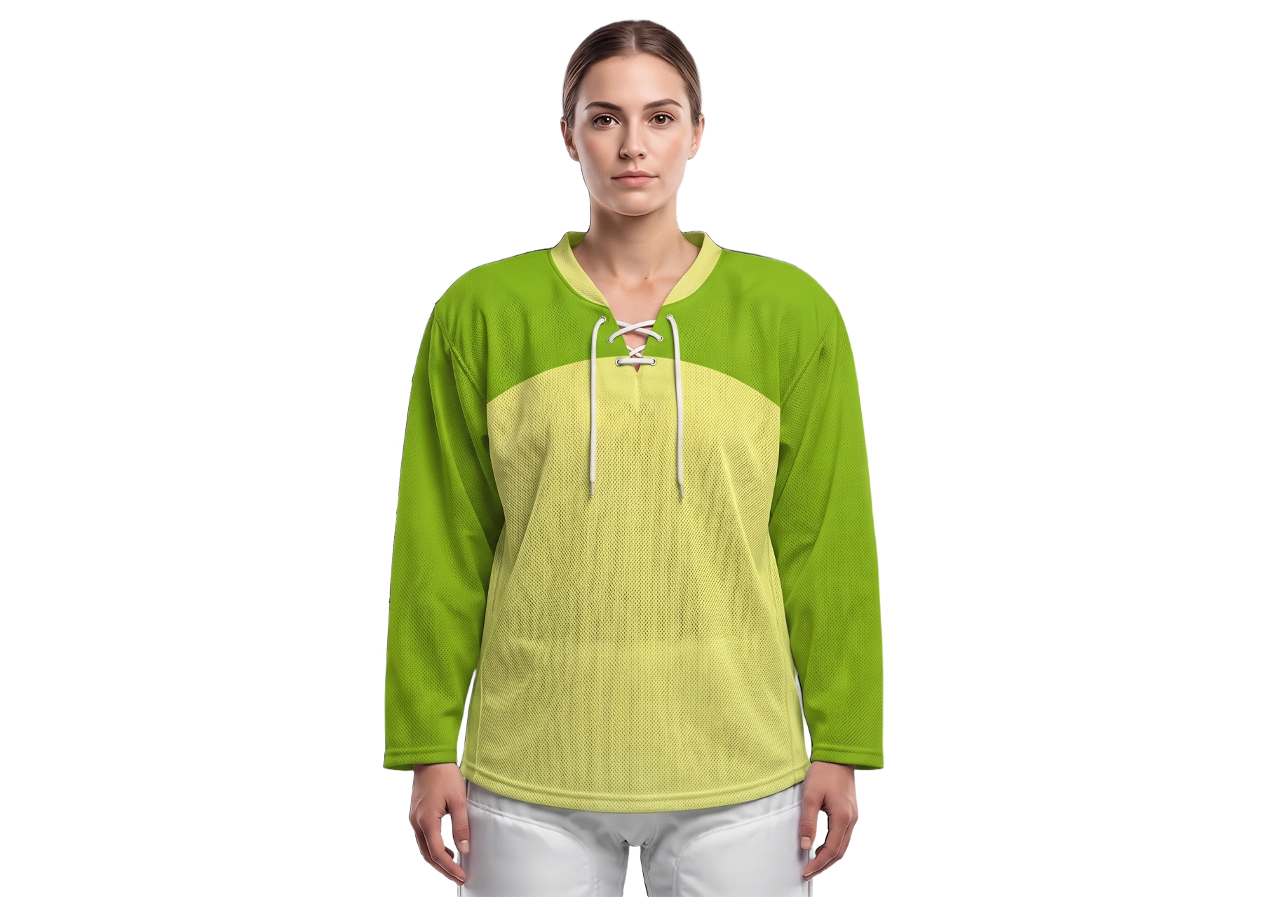 Custom solid yellow and green adult youth unisex hockey jersey with laces - Jersey