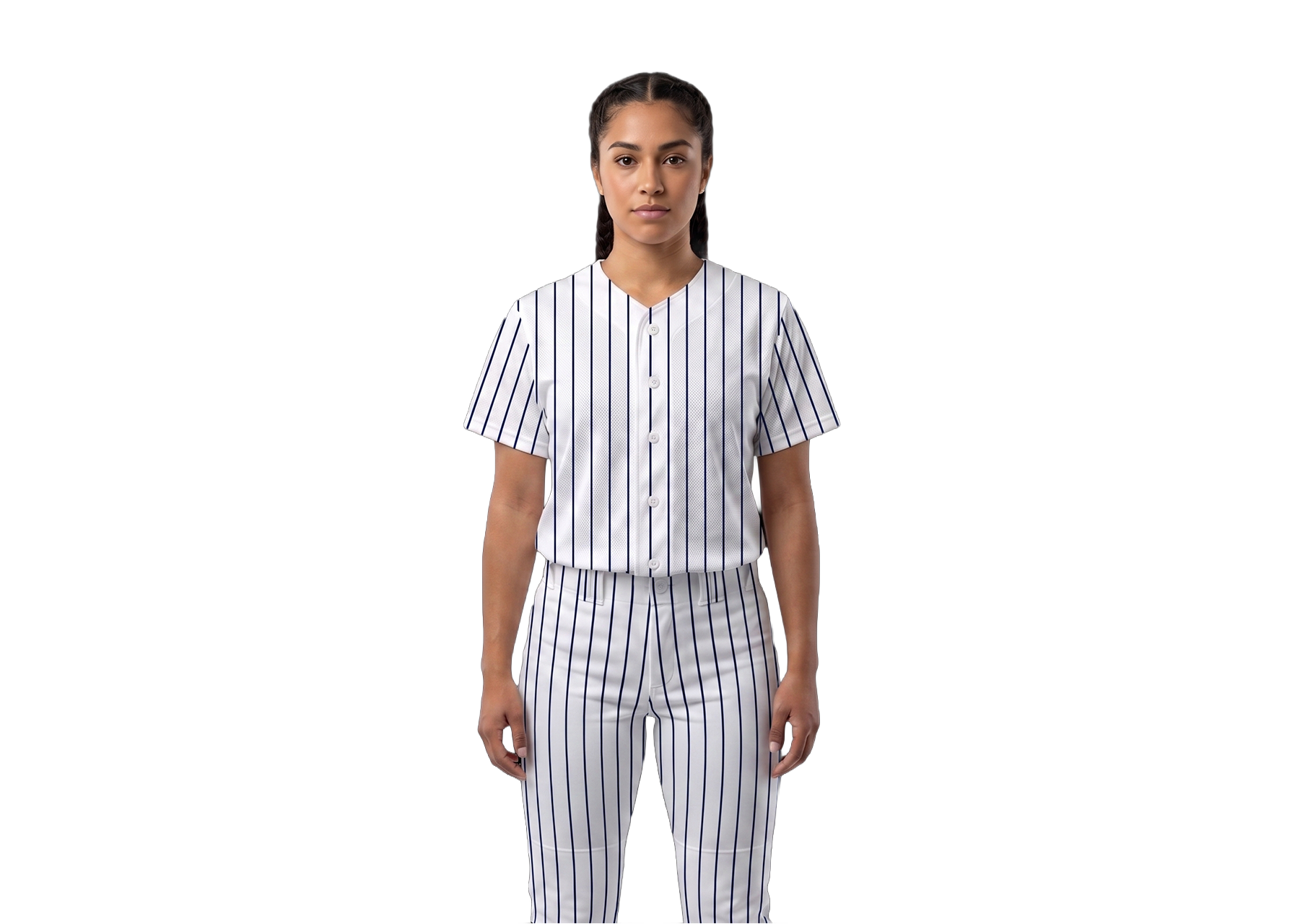 Custom white stripe  adult youth unisex full buttons baseball jersey - Jersey