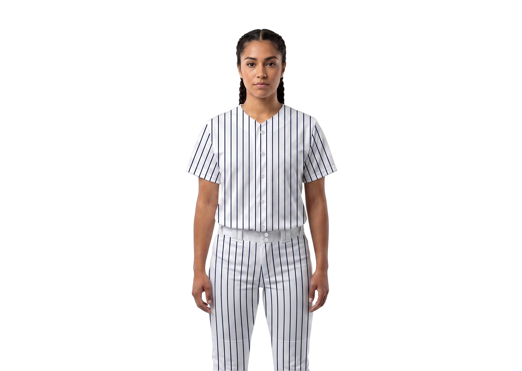 Custom classy white stripe adult youth unisex full buttons baseball jersey - Jersey