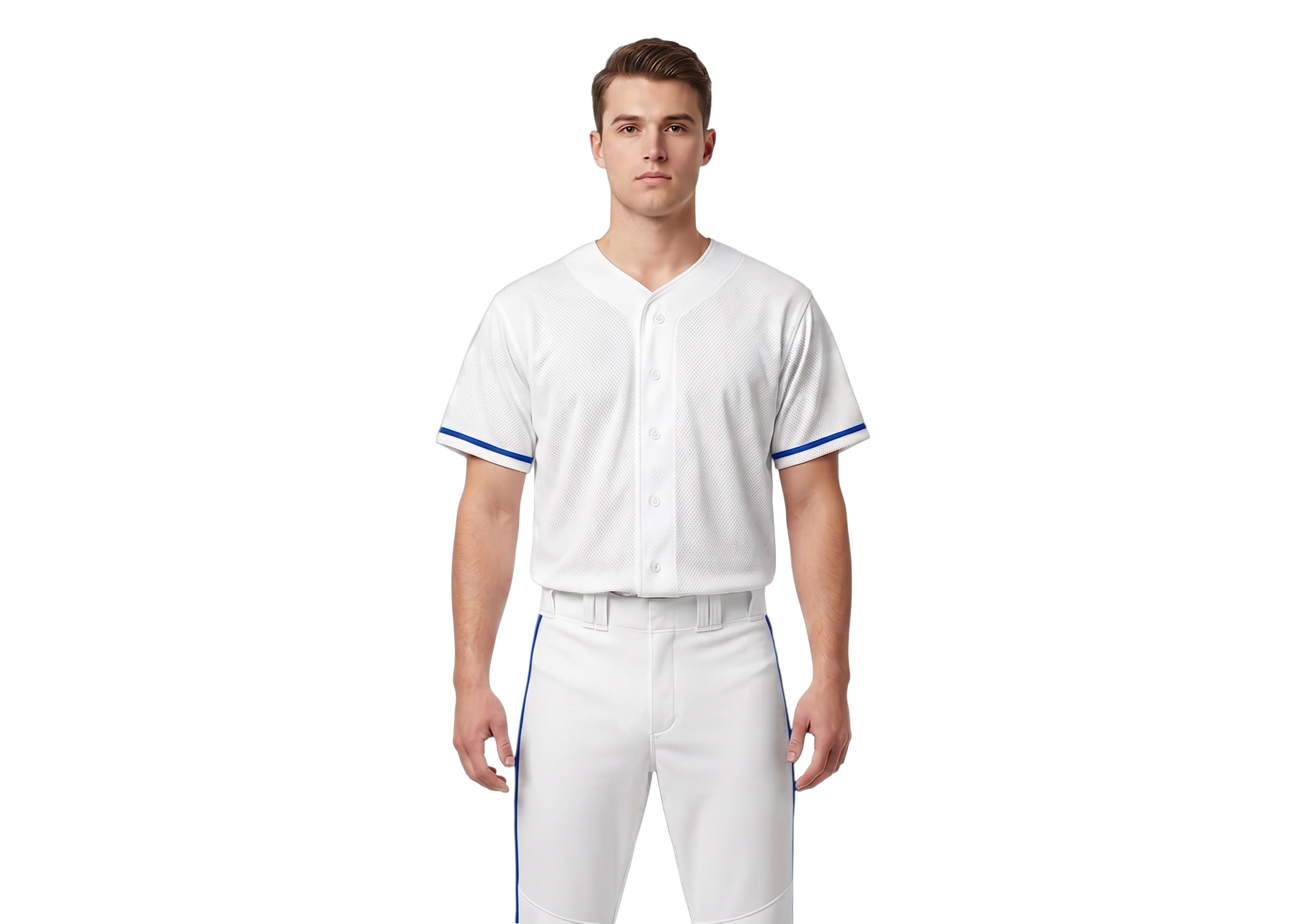 Custom white and royal lines adult youth unisex full buttons softball jersey - Jersey