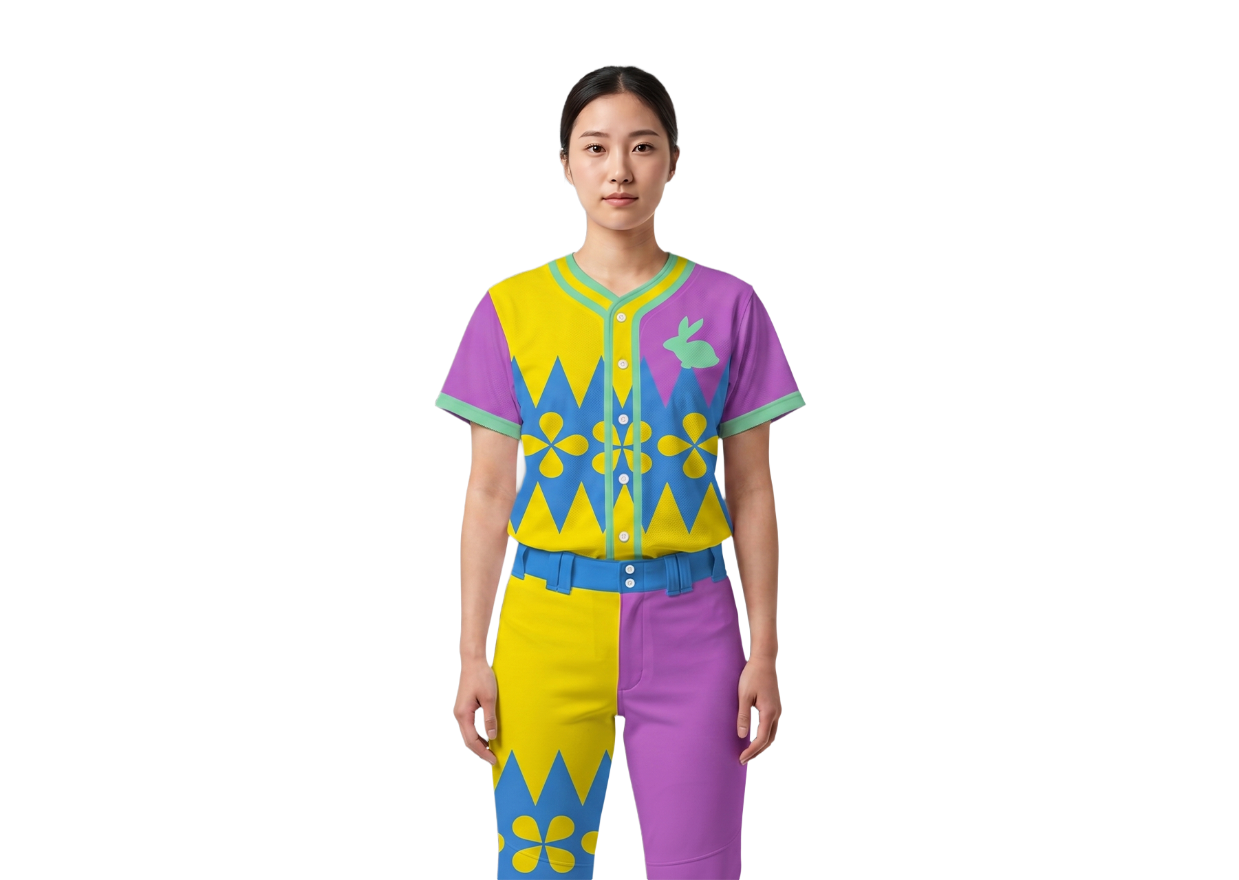 Custom rabbit and flower adult youth unisex baseball easter jersey - Jersey