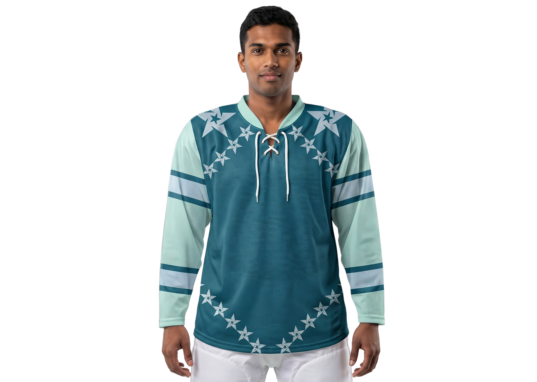 Custom aligned stars youth unisex hockey jersey laces - Jersey