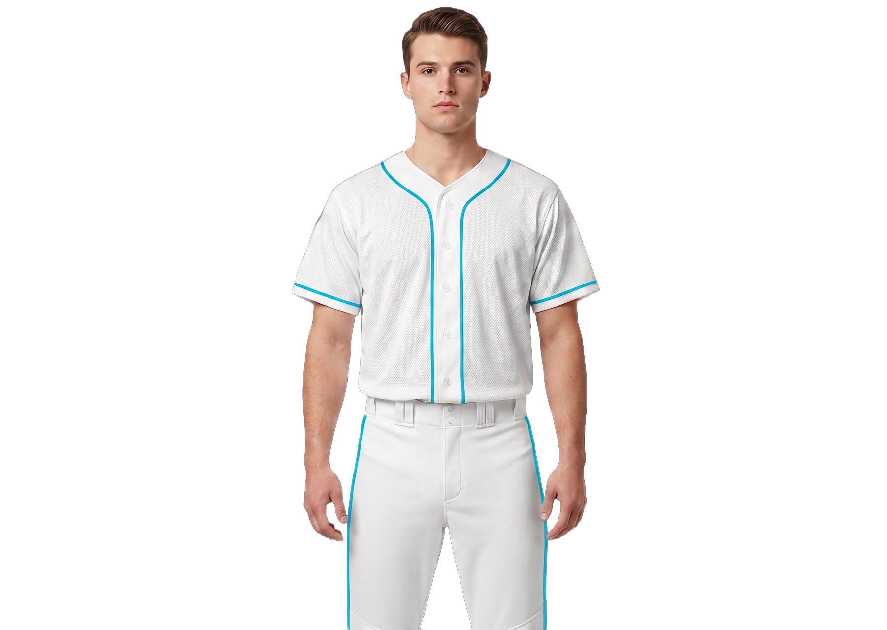 Custom classic white and blue adult youth unisex full buttons softball jersey - Jersey
