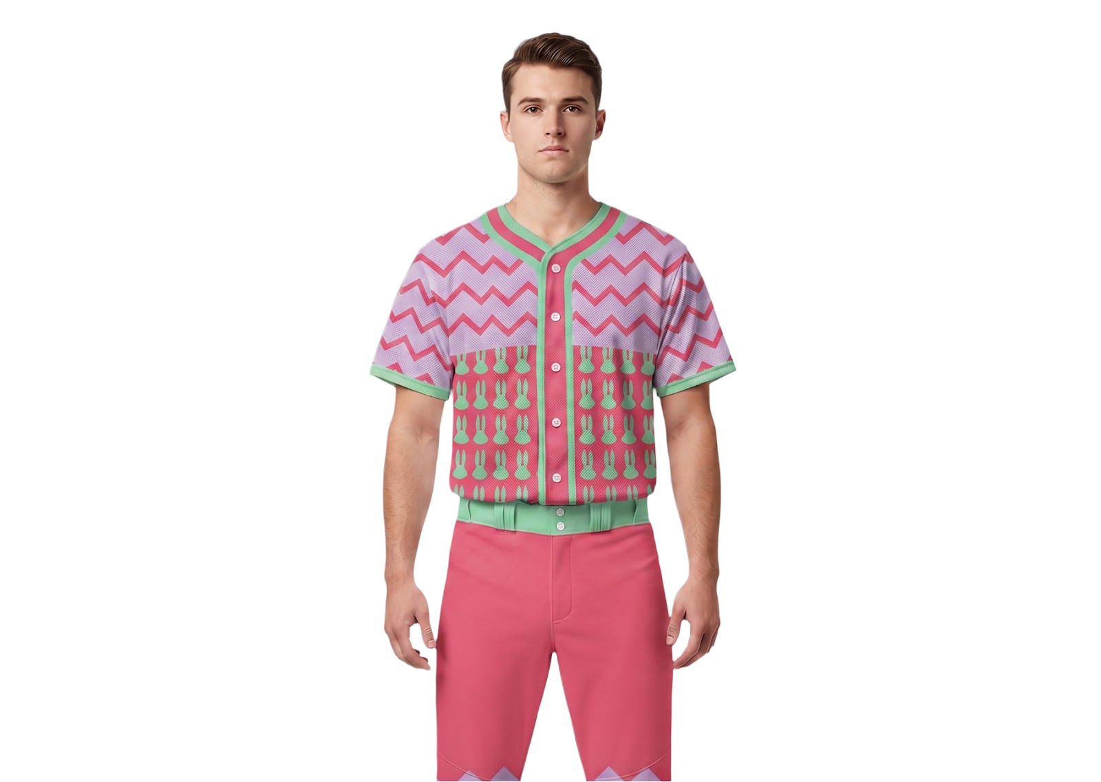 Custom zigzag lines adult youth unisex softball easter jersey - Jersey