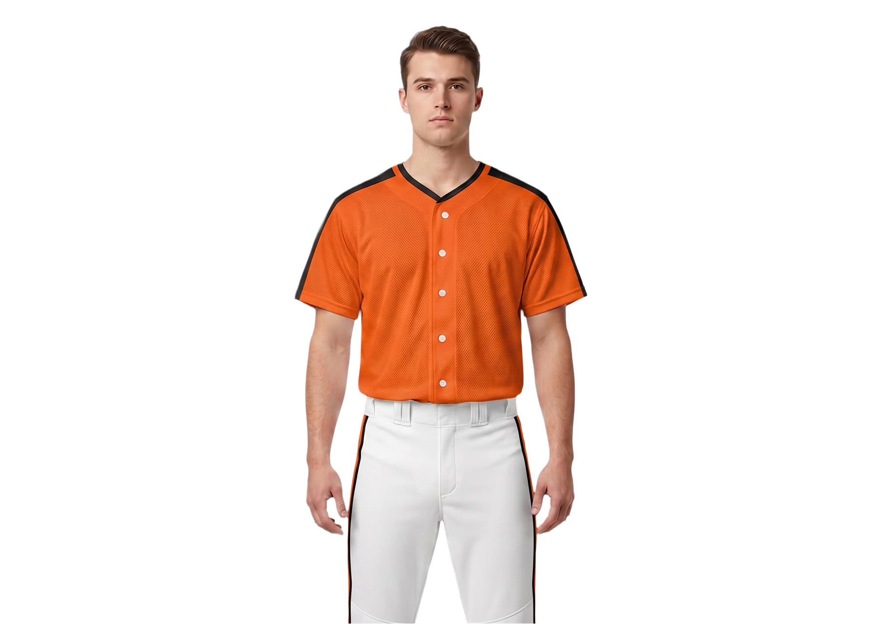 Custom reddish-orange adult youth unisex full buttons baseball jersey - Jersey