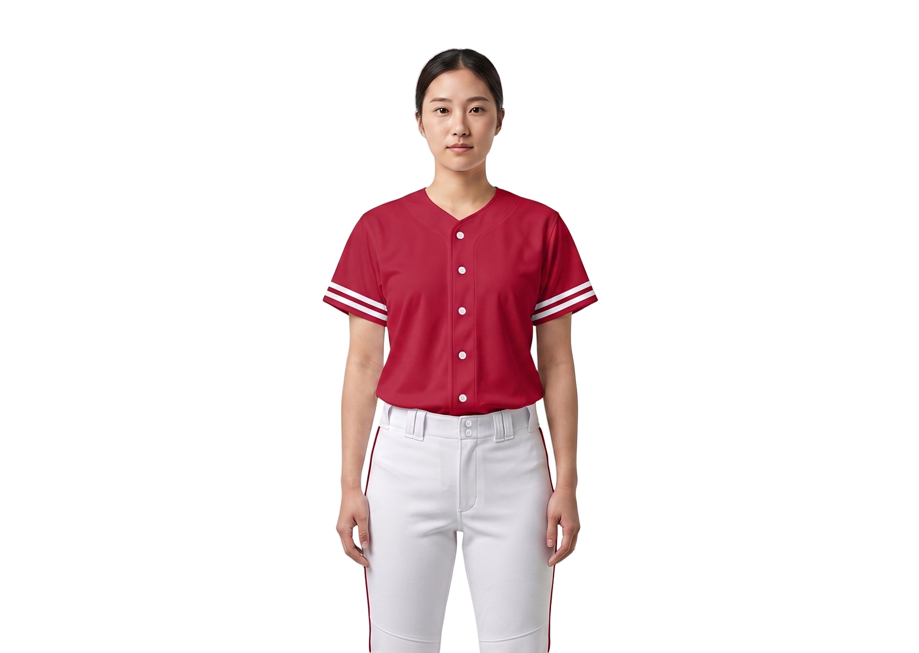 Custom solid red adult youth unisex full buttons baseball jersey - Jersey