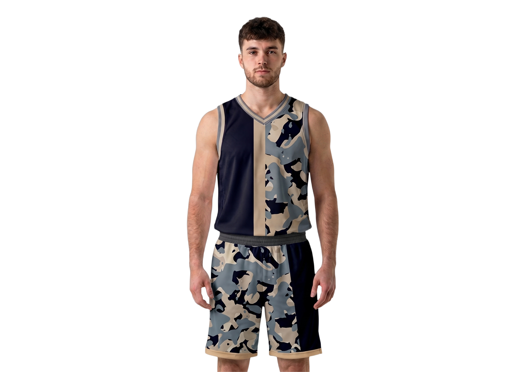 Custom half side camo adult youth unisex basketball jersey - reversible uniform - Jersey