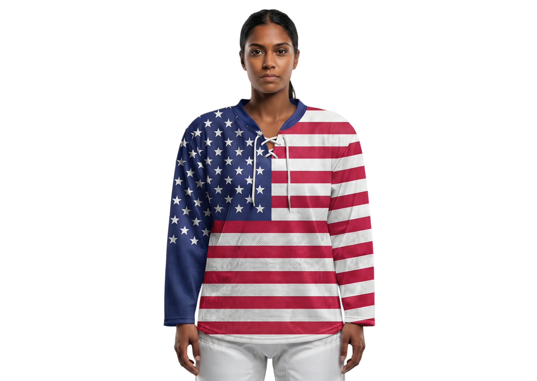 Custom us flag youth unisex hockey jersey laces - Jersey
