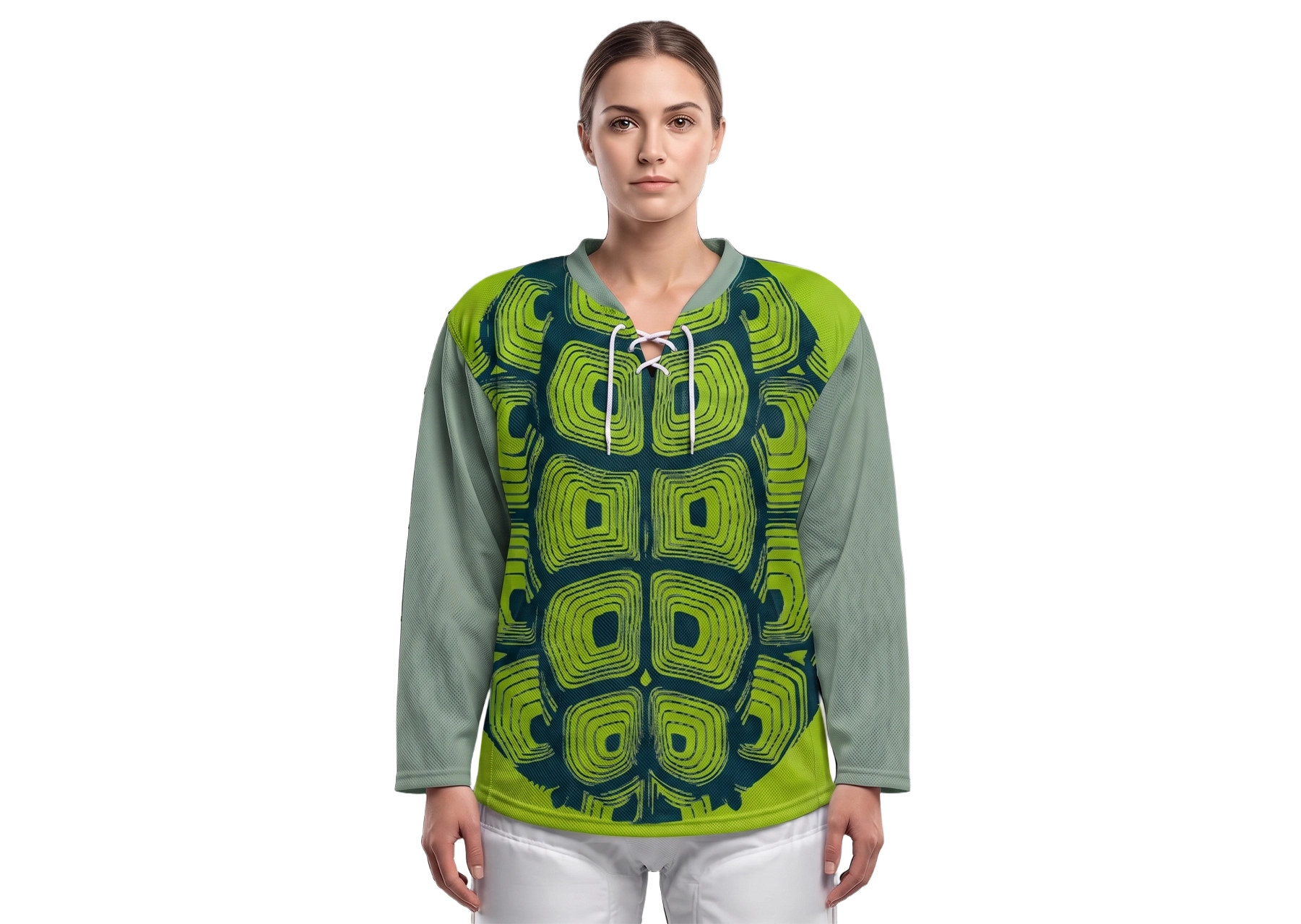 Custom green shape youth unisex hockey jersey laces - Jersey