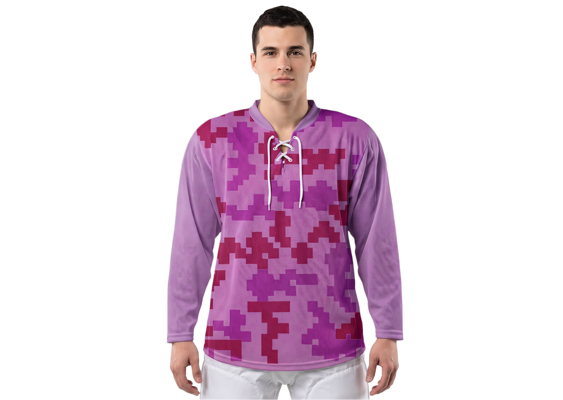 Custom purple dizzled youth unisex hockey jersey laces - Jersey