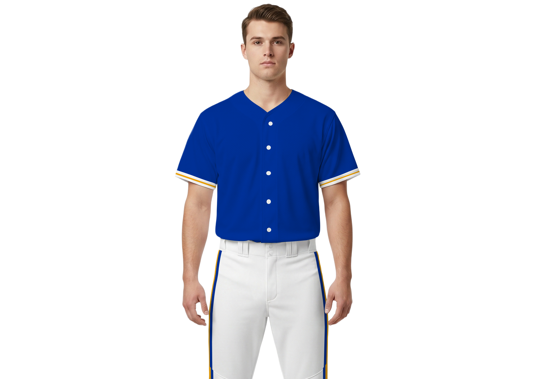 Custom blue bright line adult youth unisex full buttons baseball jersey - Jersey