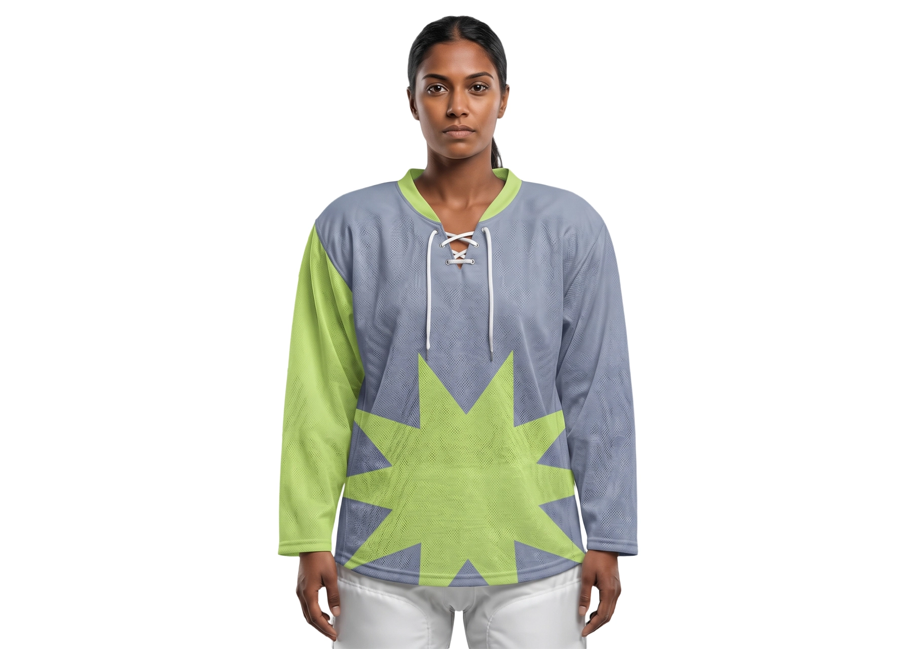 Custom yellow green youth unisex hockey jersey laces - Jersey