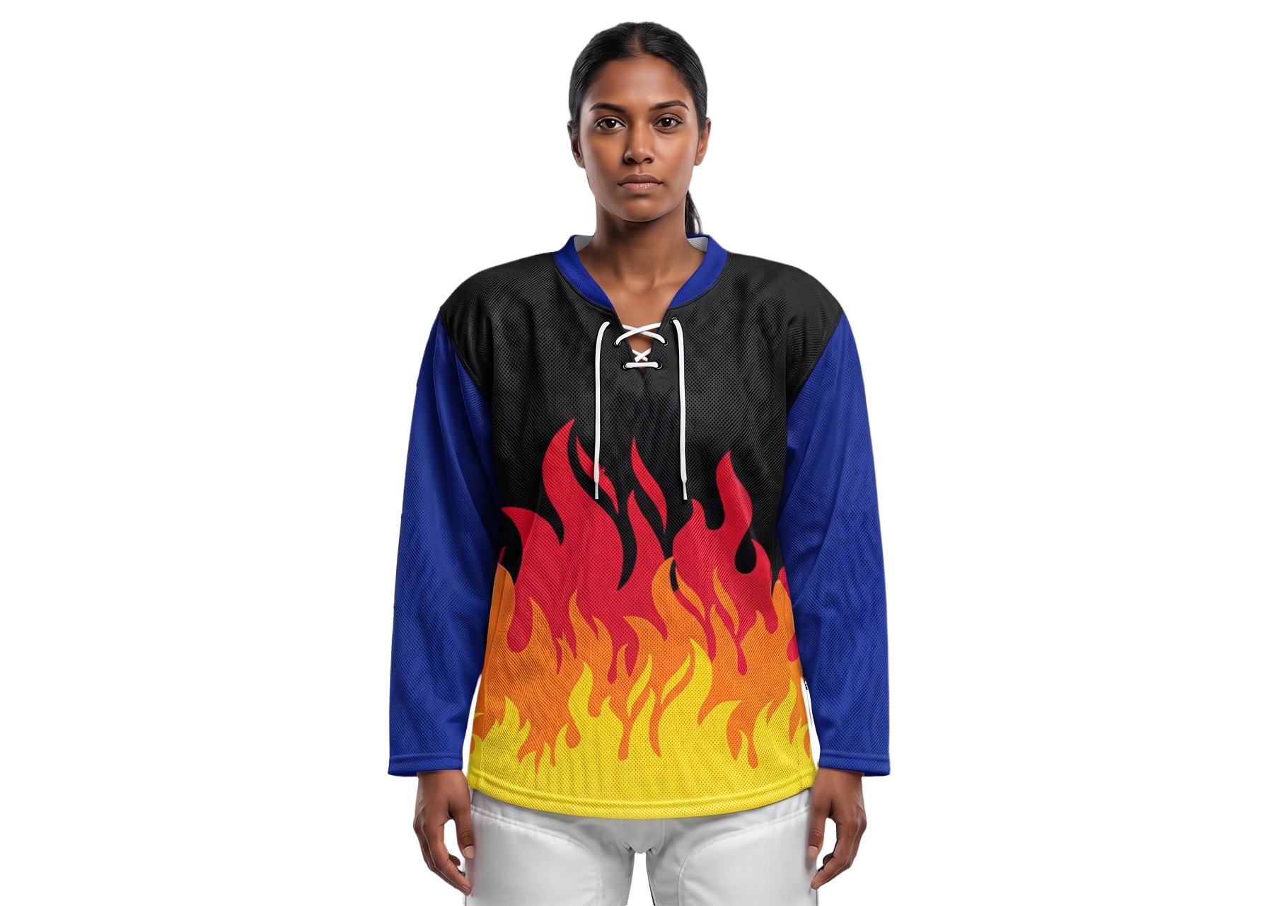 Custom  warm fire youth unisex hockey jersey laces - Jersey