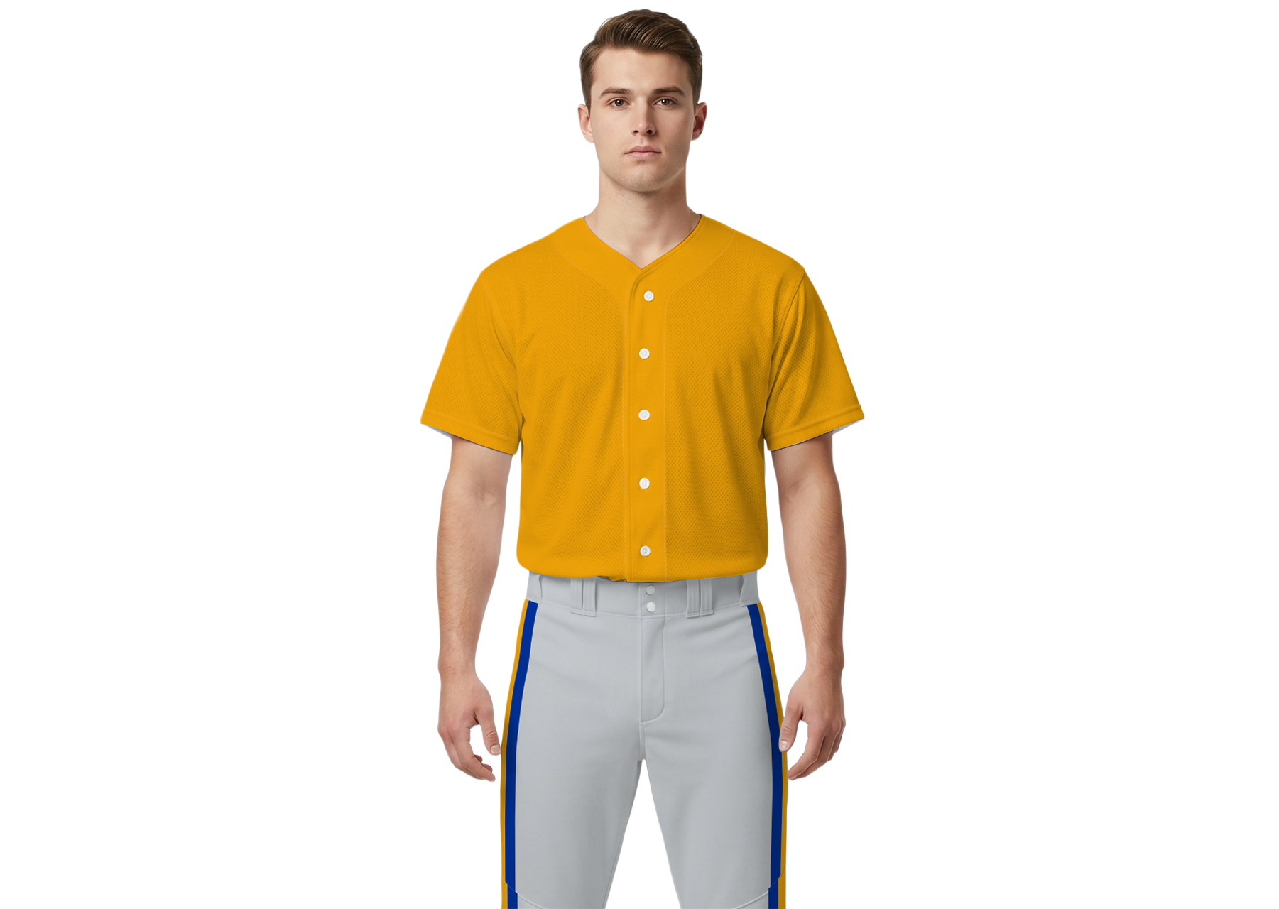 Custom mango yellow adult youth unisex full buttons baseball jersey - Jersey