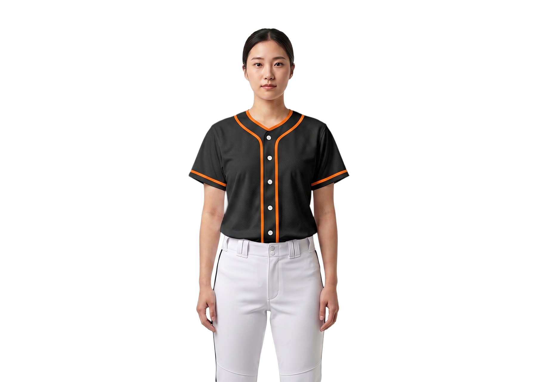 Custom black orange adult youth unisex full buttons softball jersey - Jersey
