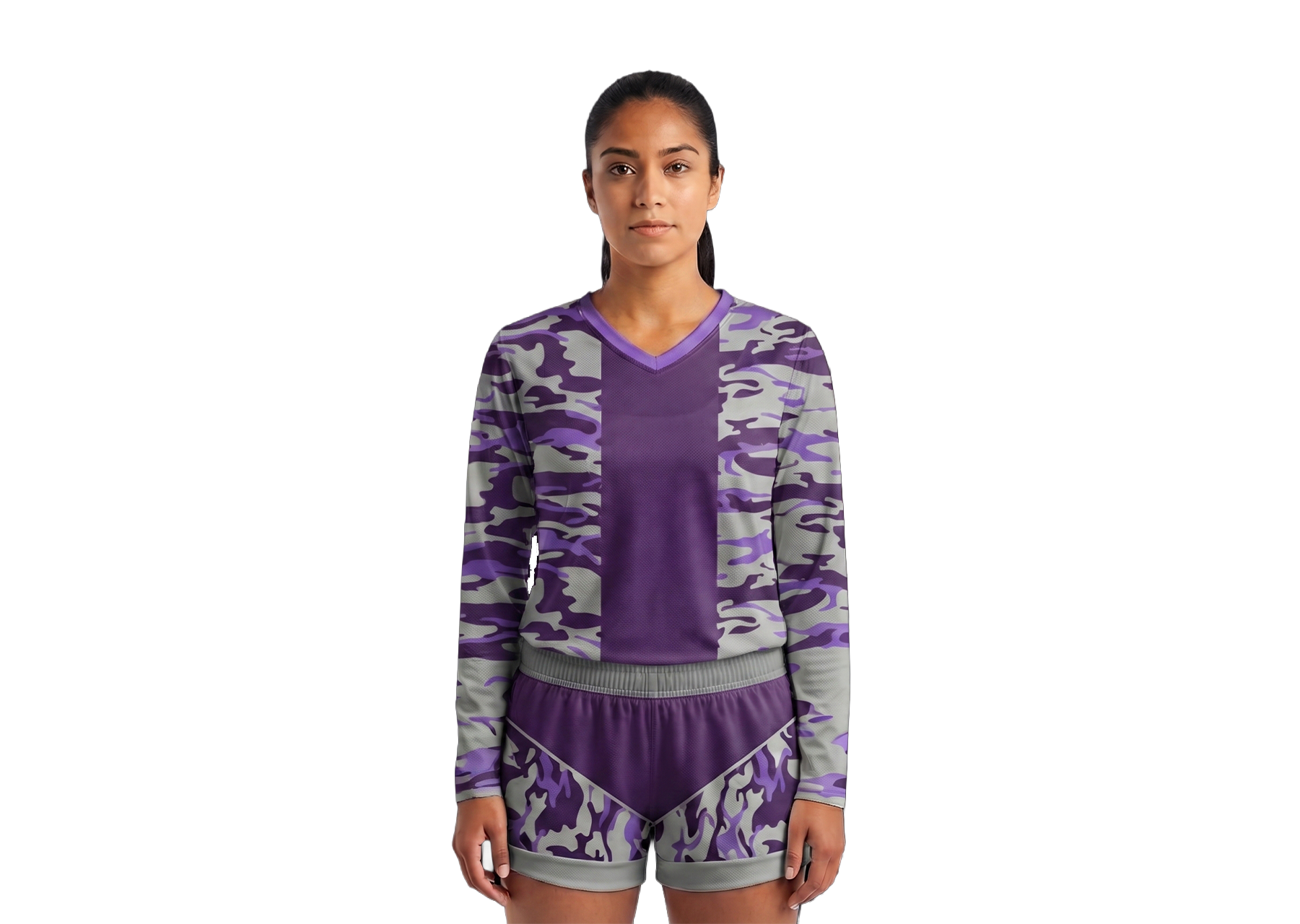 Custom abstract camo adult youth unisex volleyball long sleeve jersey - Jersey
