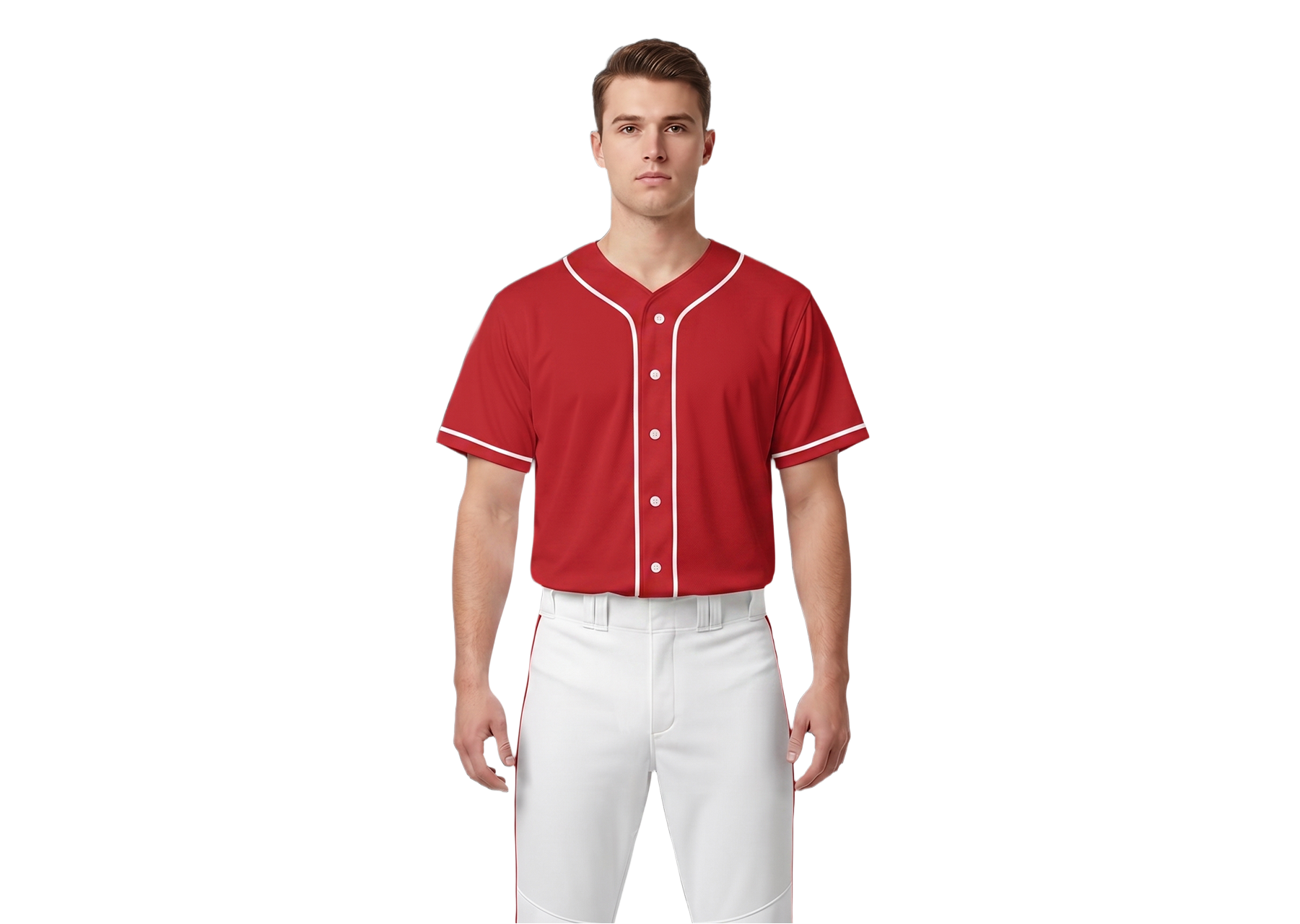 Custom strong red adult youth unisex full buttons baseball jersey - Jersey