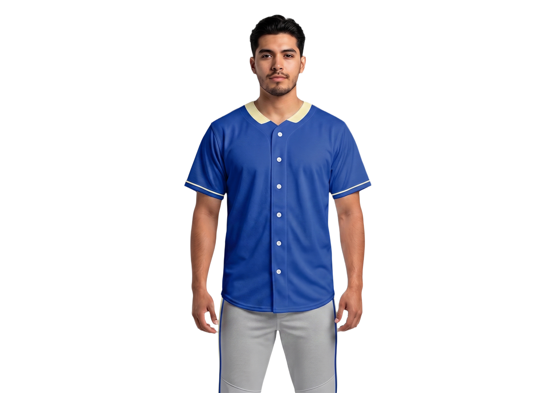 Custom golden blue adult youth unisex full buttons baseball jersey - Jersey