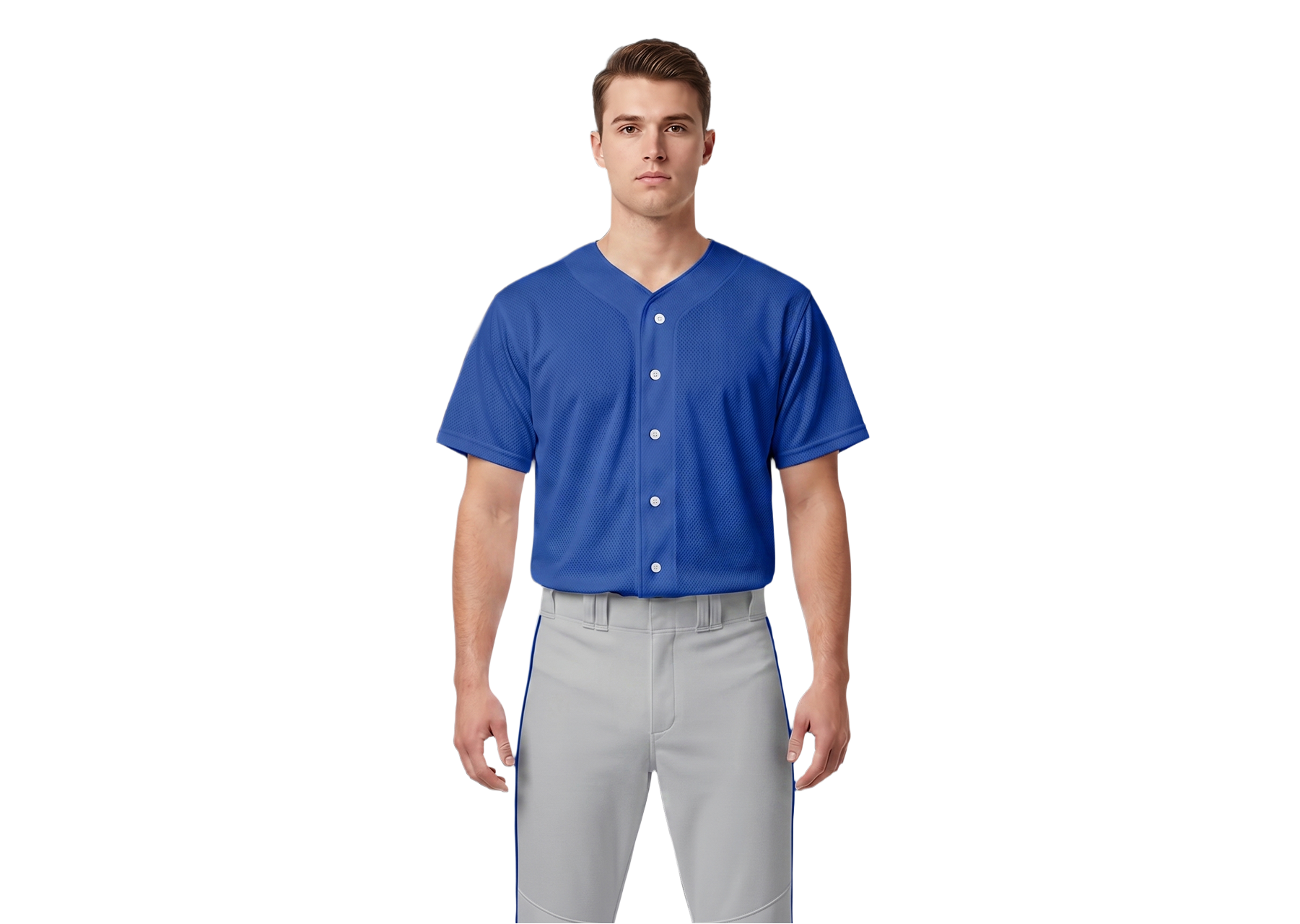Custom solid blue adult youth unisex full buttons baseball jersey - Jersey