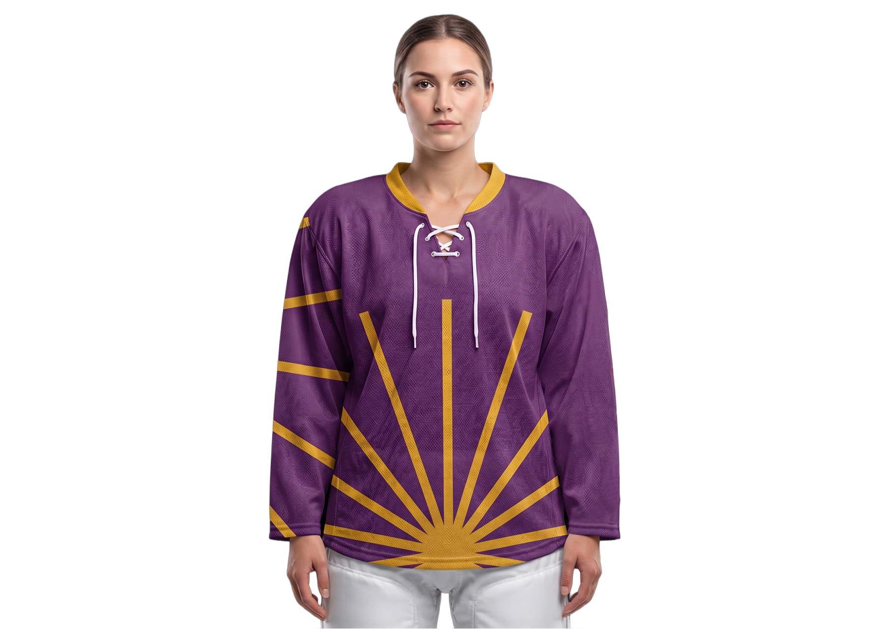 Custom  yellow rays youth unisex hockey jersey laces - Jersey