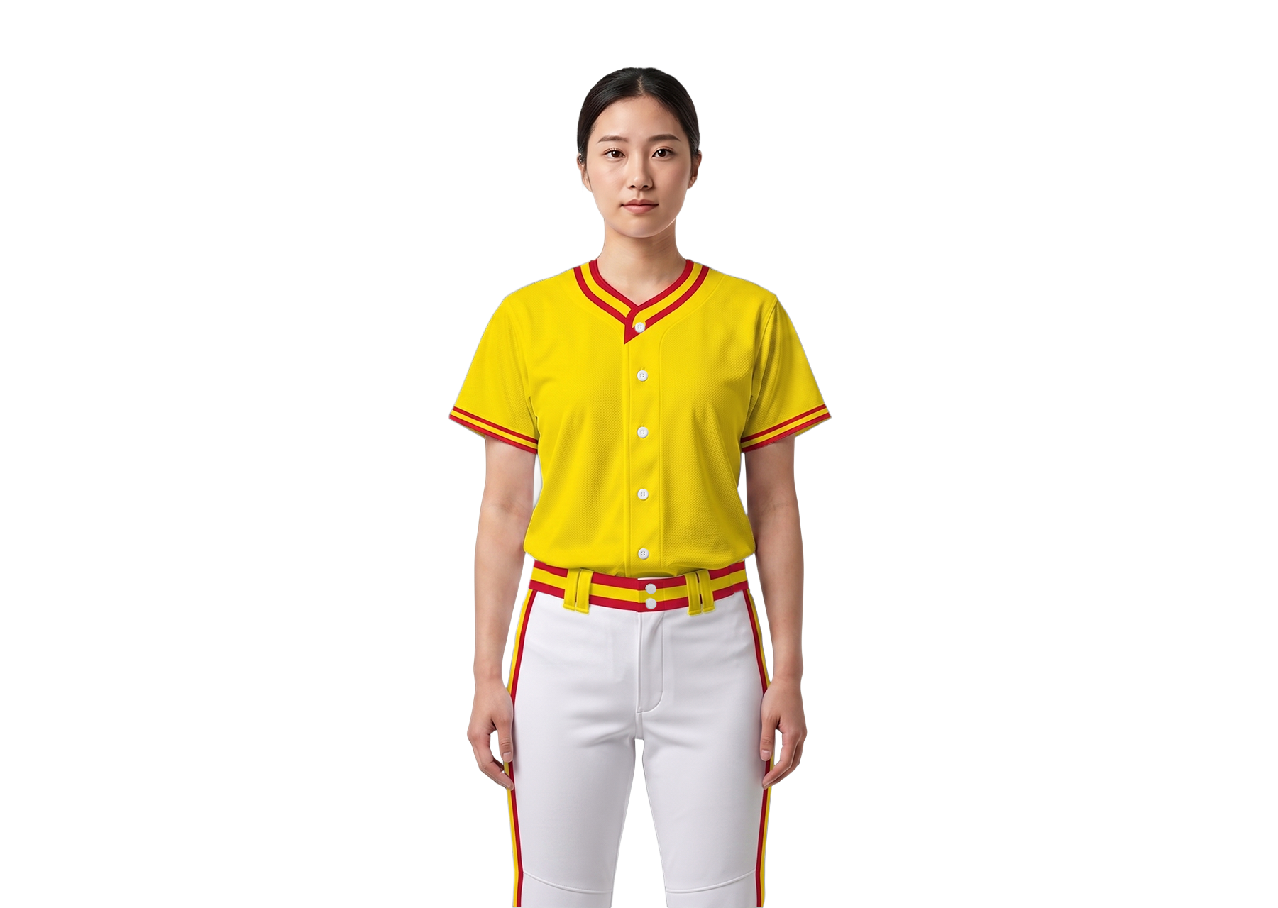 Custom red line yellow adult youth unisex full buttons baseball jersey - Jersey