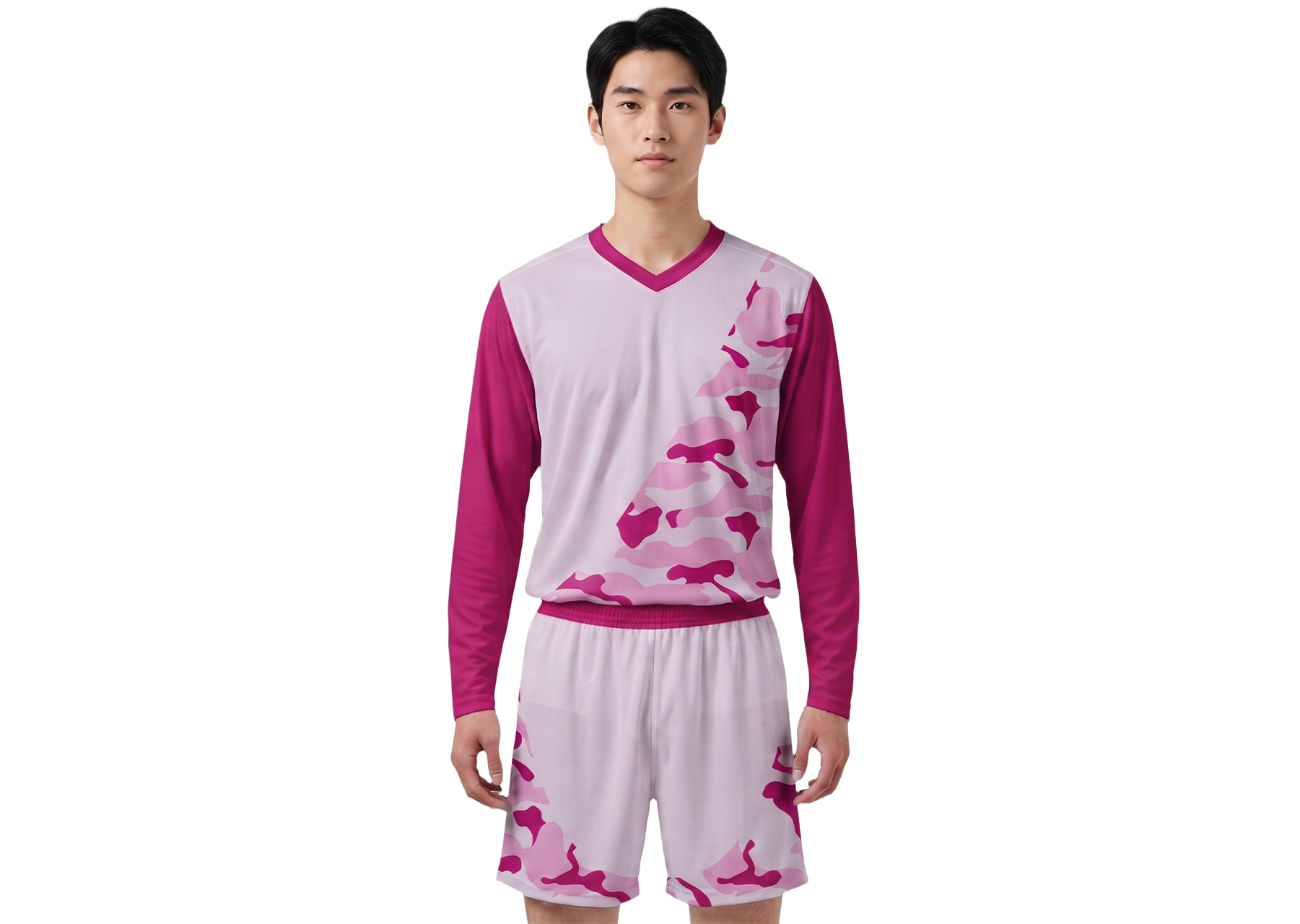 Custom light pink camo adult youth volleyball long sleeve jersey - Jersey