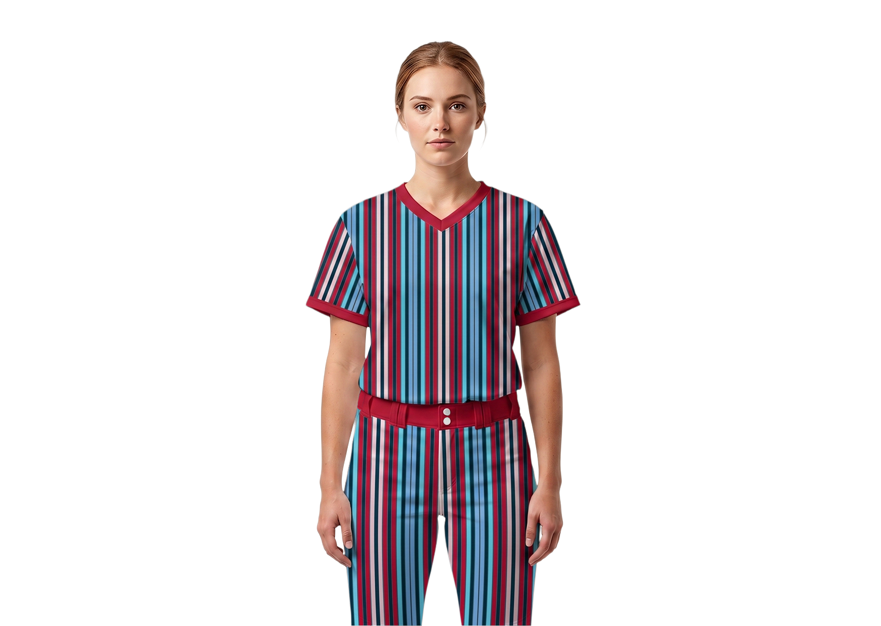 Custom multiple vertical stripes three buttons adult youth unisex baseball jersey - Jersey