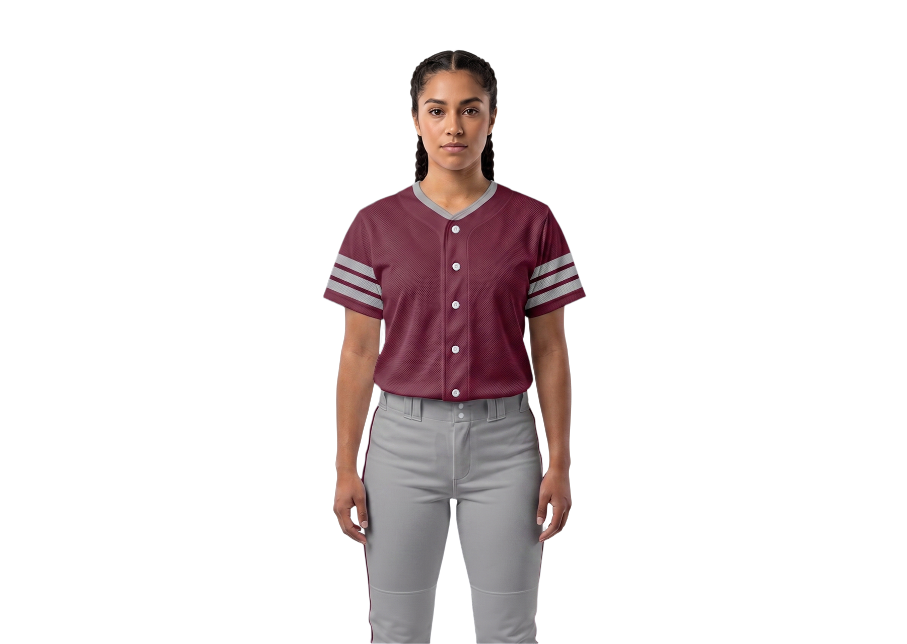 Custom bright maroon  adult youth unisex full buttons softball jersey - Jersey