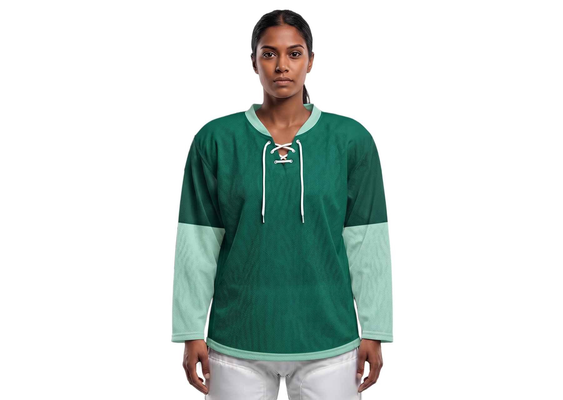 Custom solid blue green adult youth unisex hockey jersey with laces - Jersey