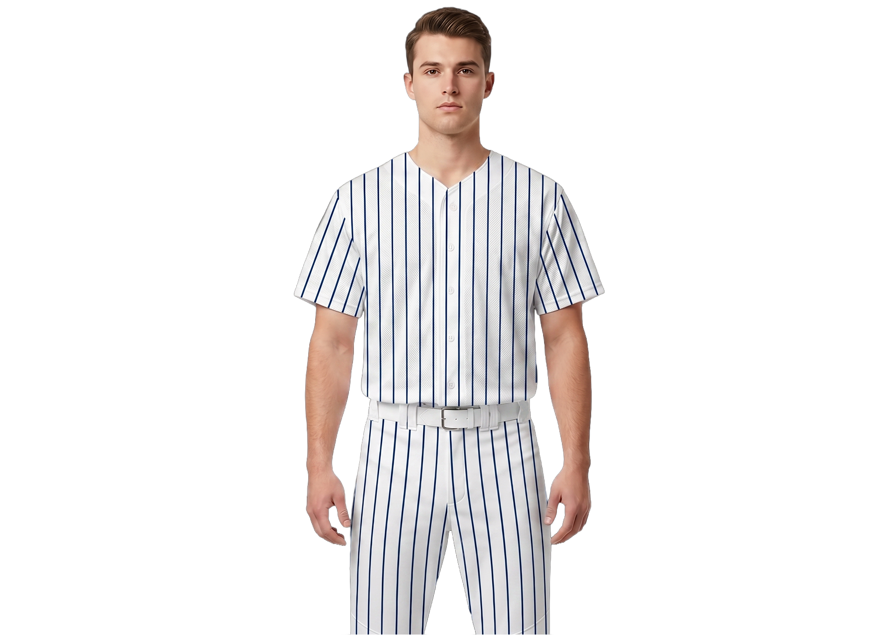 Custom vertical stripe adult youth unisex full buttons baseball jersey - Jersey