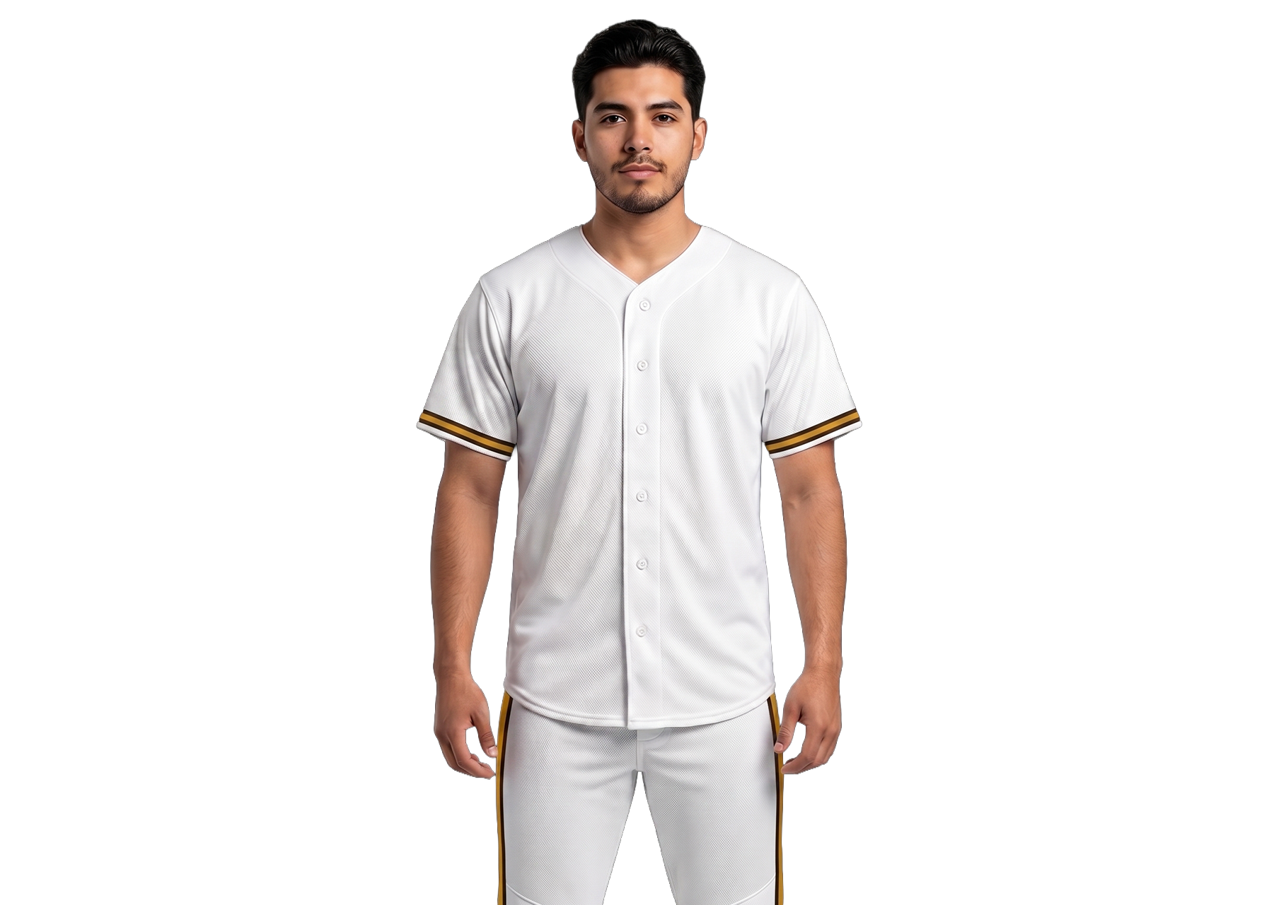 Custom winter white stripe adult youth unisex full buttons baseball jersey - Jersey