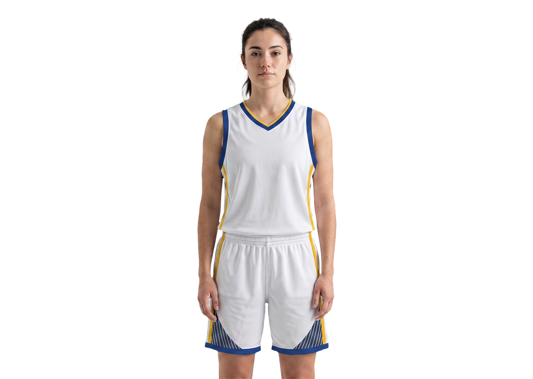 Custom white-yellow new adult youth unisex basketball jersey - reversible uniform - Jersey