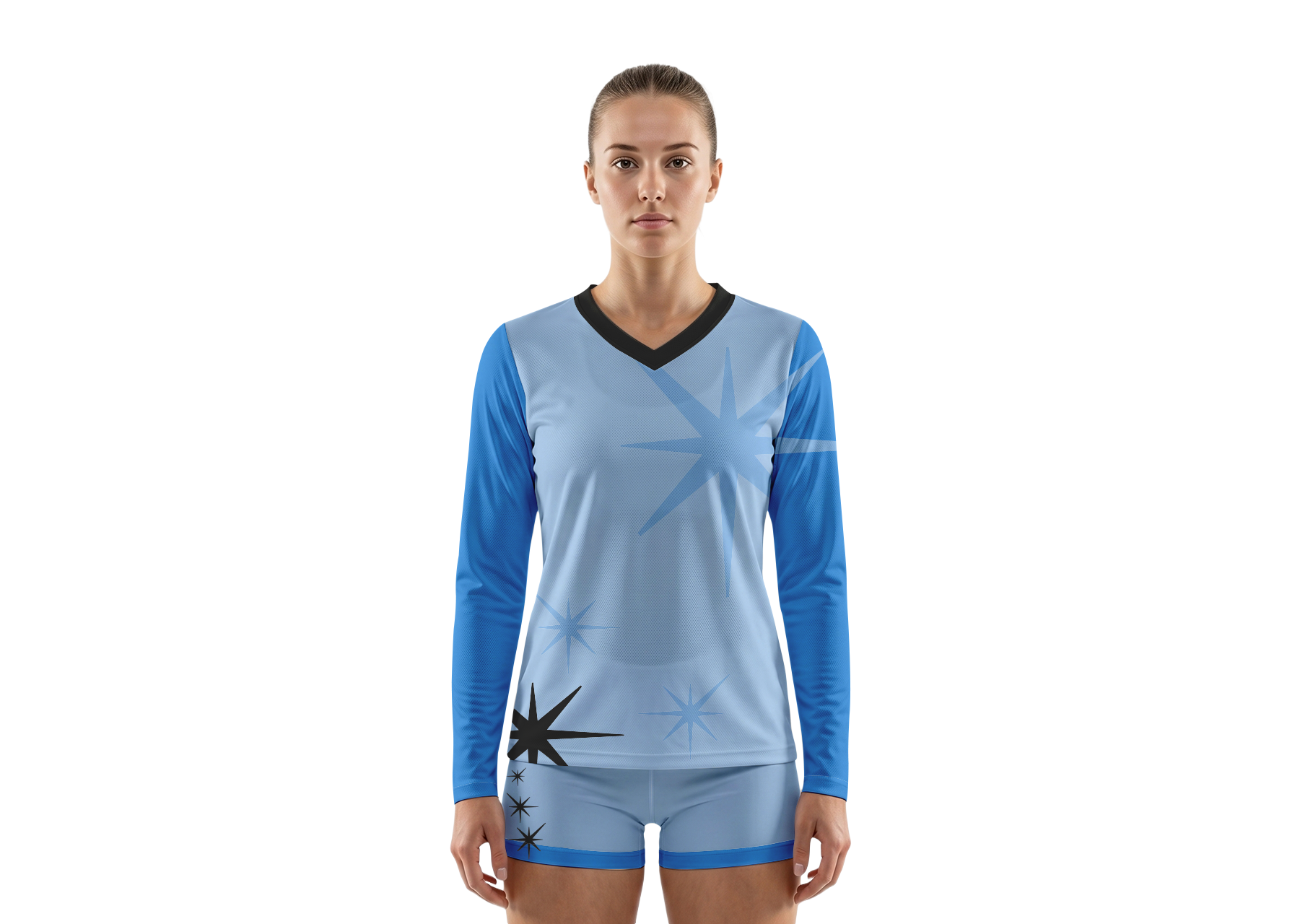 Custom sparkling stars adult youth unisex volleyball long sleeve jersey - Jersey