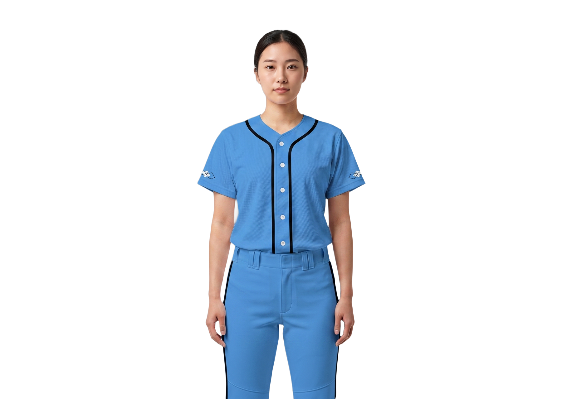 Custom  solid blue adult youth unisex full buttons softball jersey - Jersey