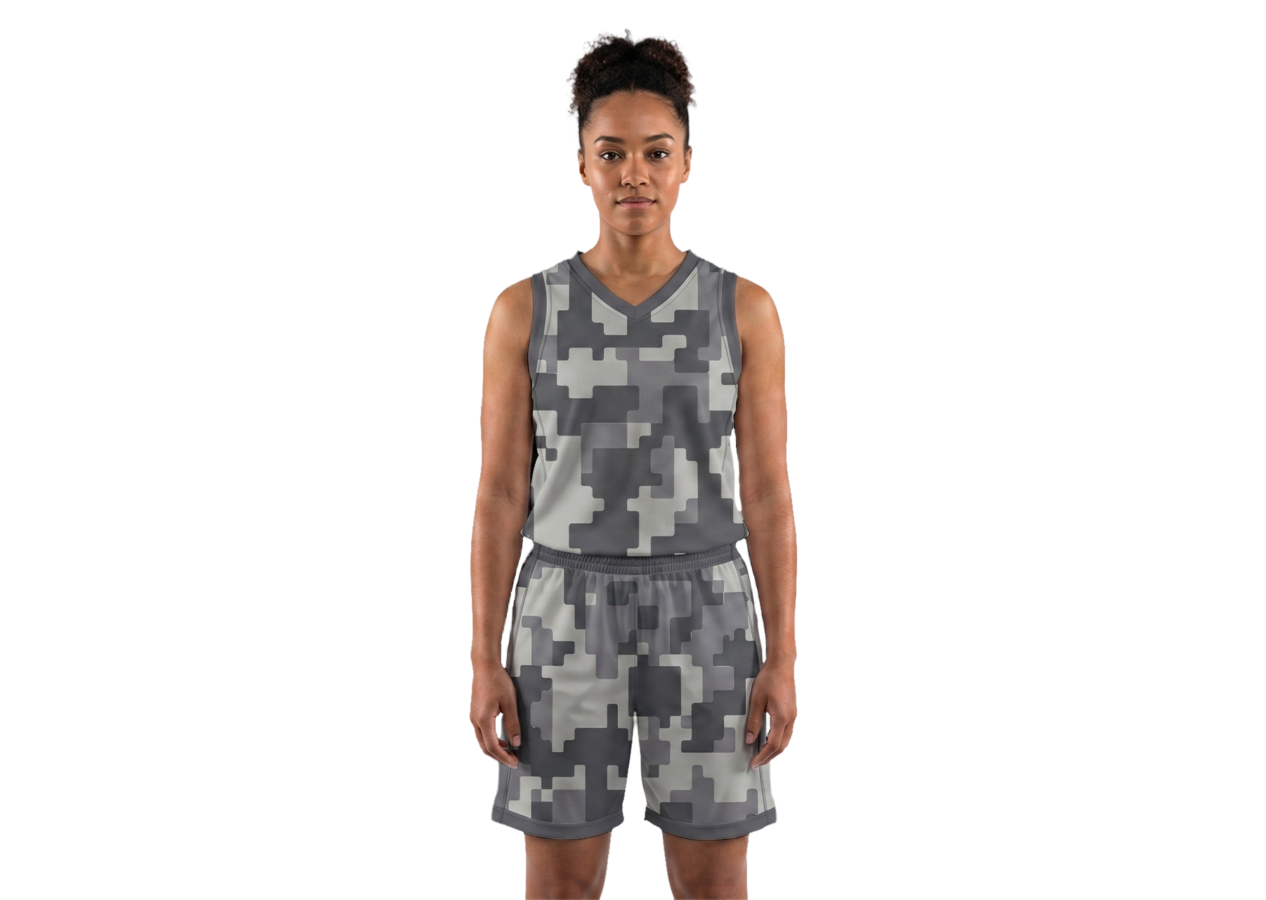 Custom pixelated camo adult youth unisex basketball jersey - reversible uniform - Jersey