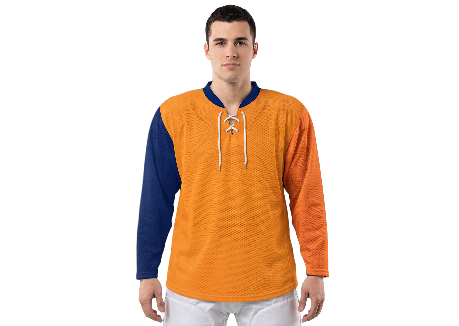 Custom solid orange adult youth unisex hockey jersey with laces - Jersey