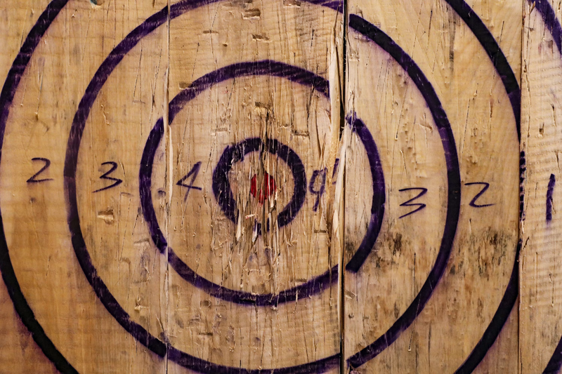 a wooden axe throwing target