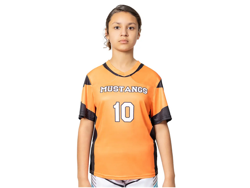 youth wearing a custom football jersey