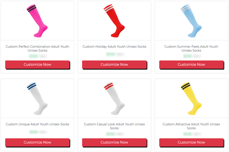 Custom soccer socks catalog