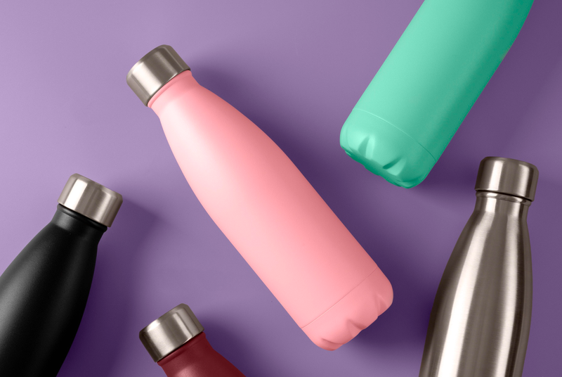 multiple insulated water bottles in different colors