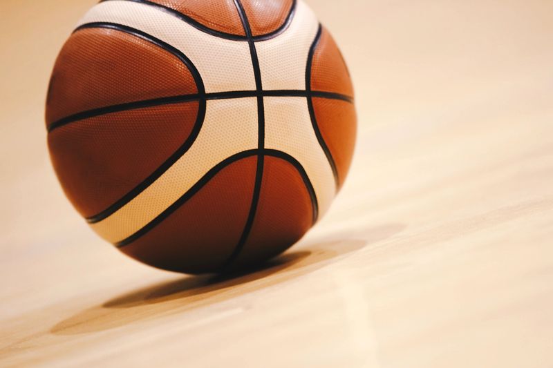 a basketball on a basketball court