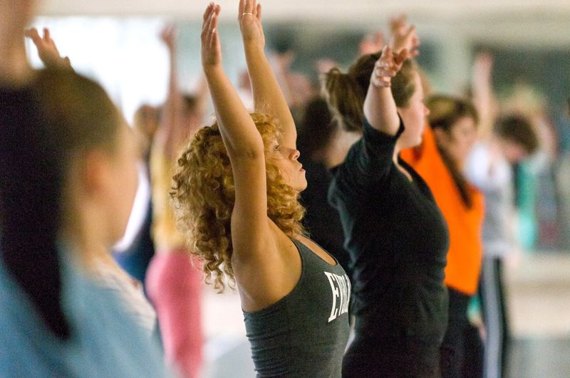 a group of adult women during a dance class