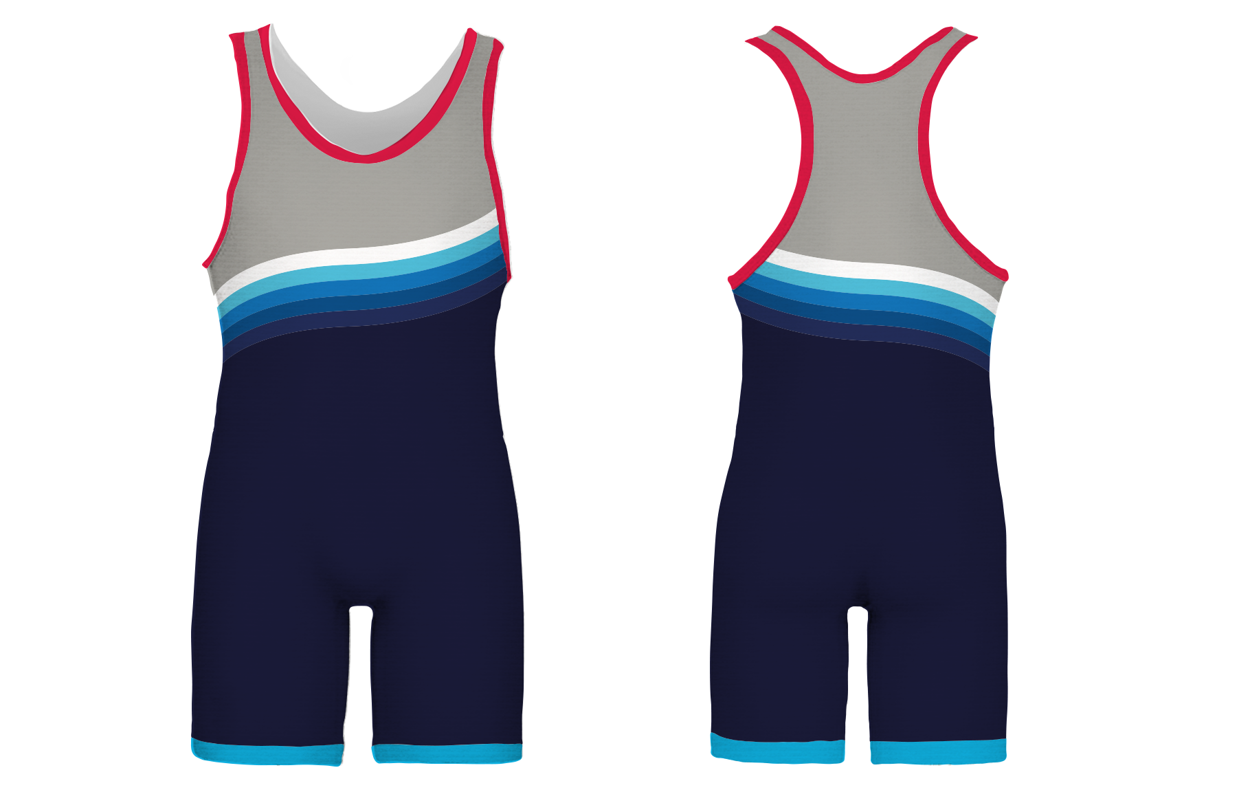 Custom ocean wave lines adult youth unisex wrestling singlets - Wrestling-singlets