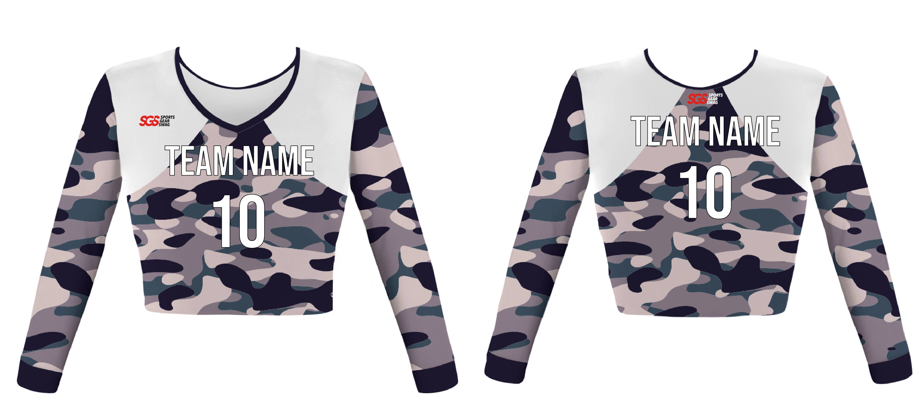 Custom body camo design youth adult unisex cheerleading long sleeve crop top jersey - Jersey