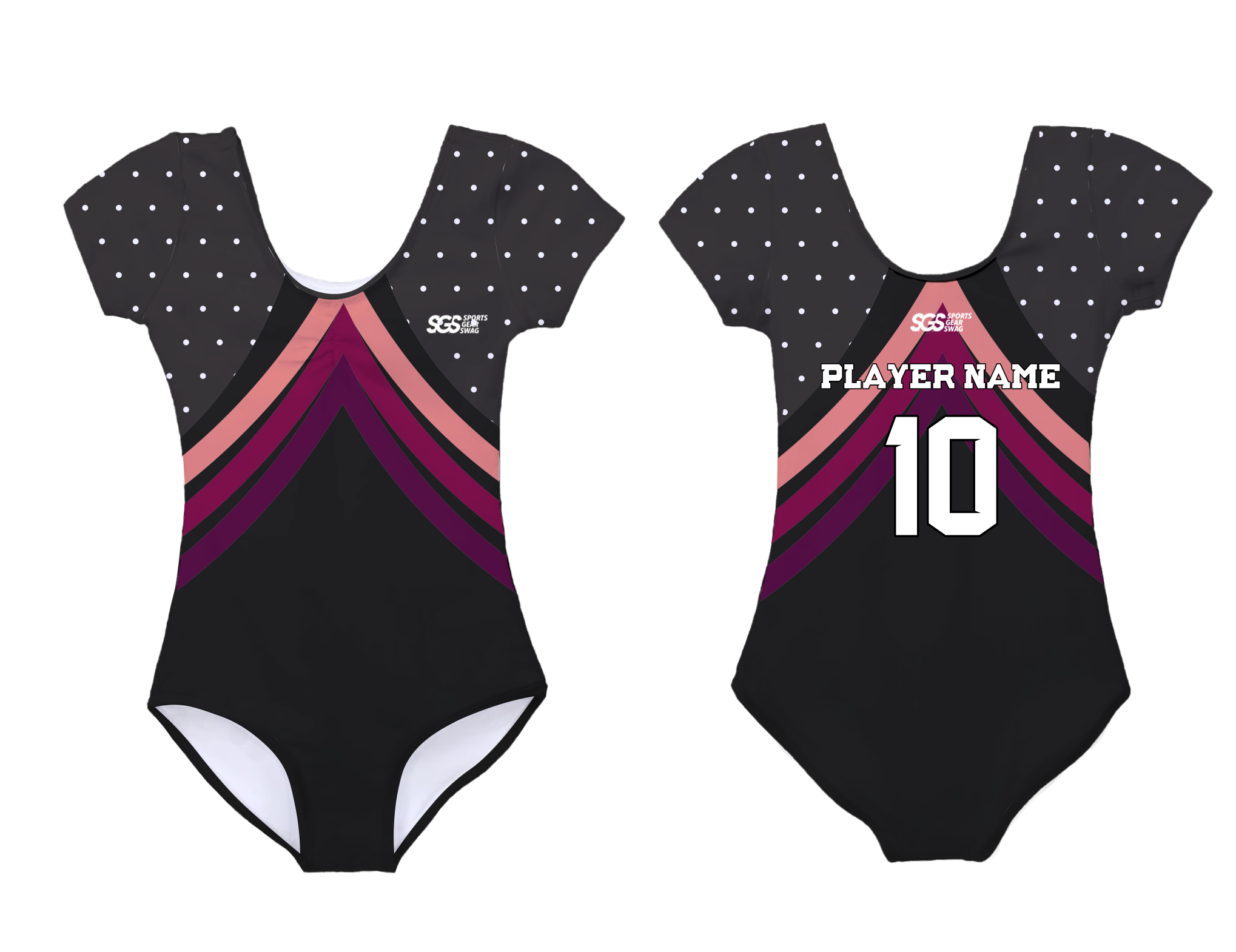 Custom short sleeve  gymnastic uniform adult youth chevron dots - Gymnastics-uniforms