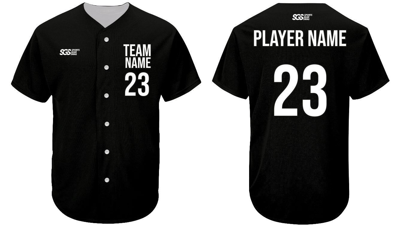 Custom charcoal black adult youth unisex full buttons baseball jersey - Jersey