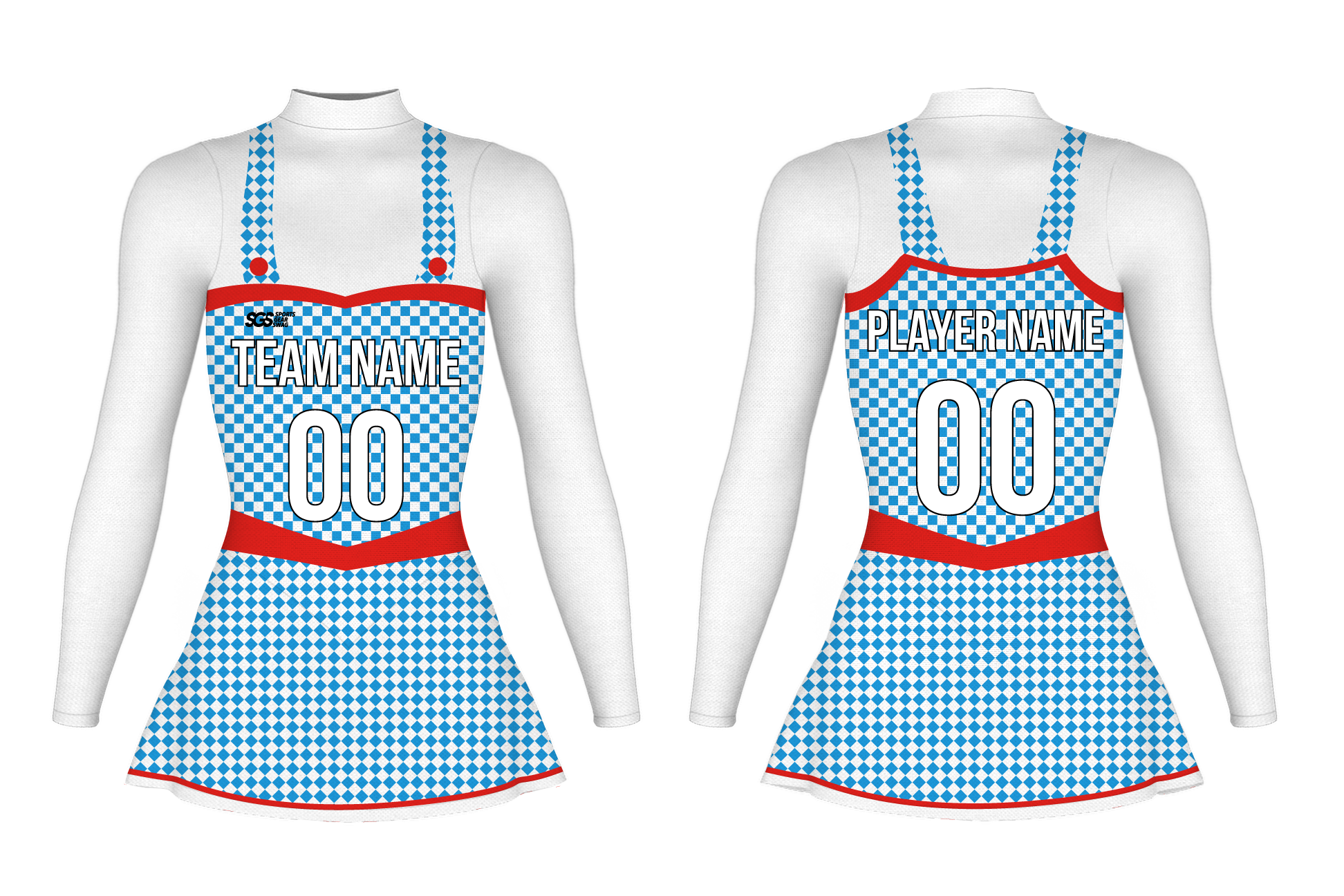 Custom figure skating long sleeve one piece uniform frosted checkmate adult youth plain skirt - Figure-skating-one-piece-uniforms
