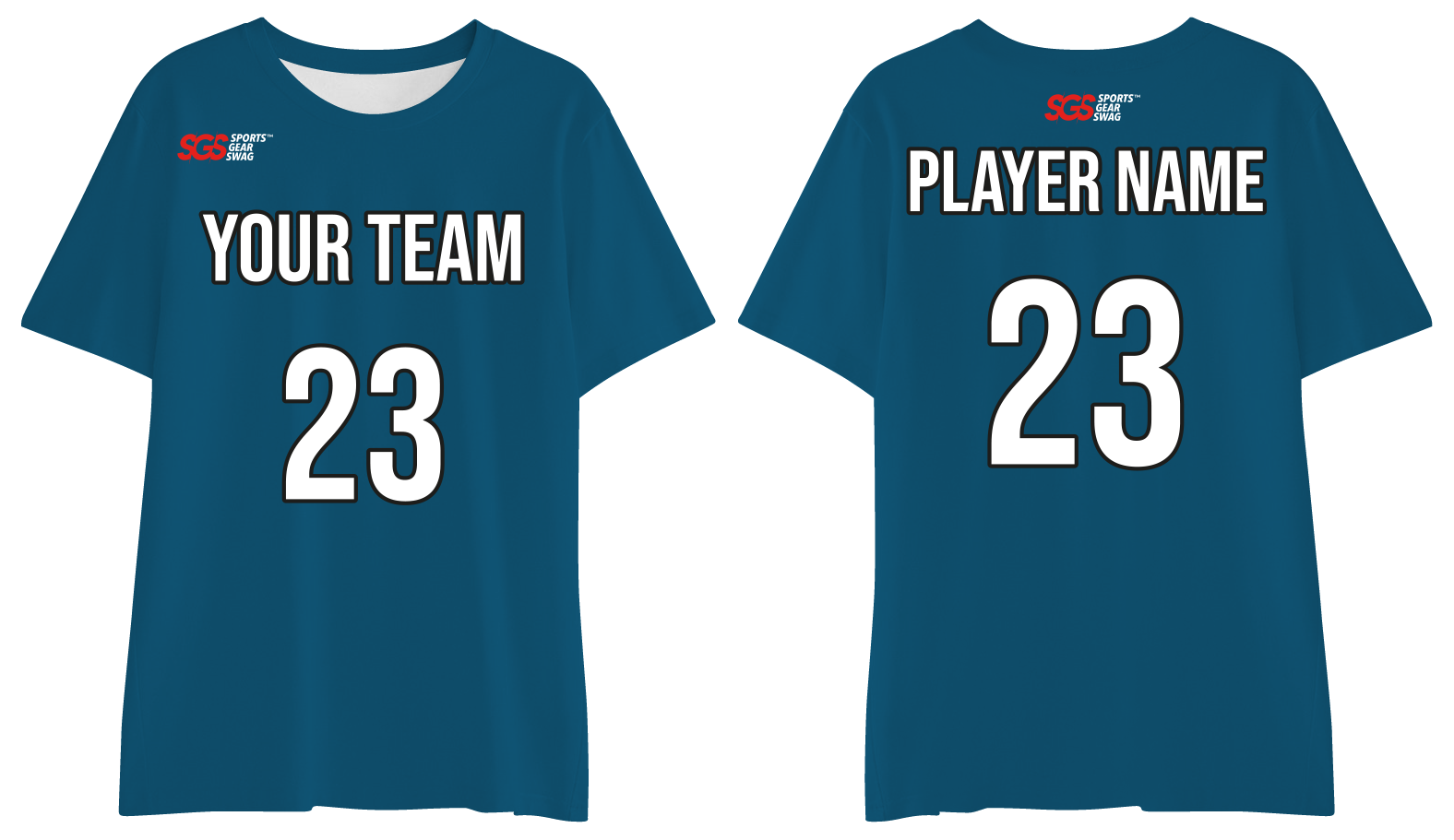 Custom deep teal blue comfort adult youth unisex short-sleeve t shirt - Jersey