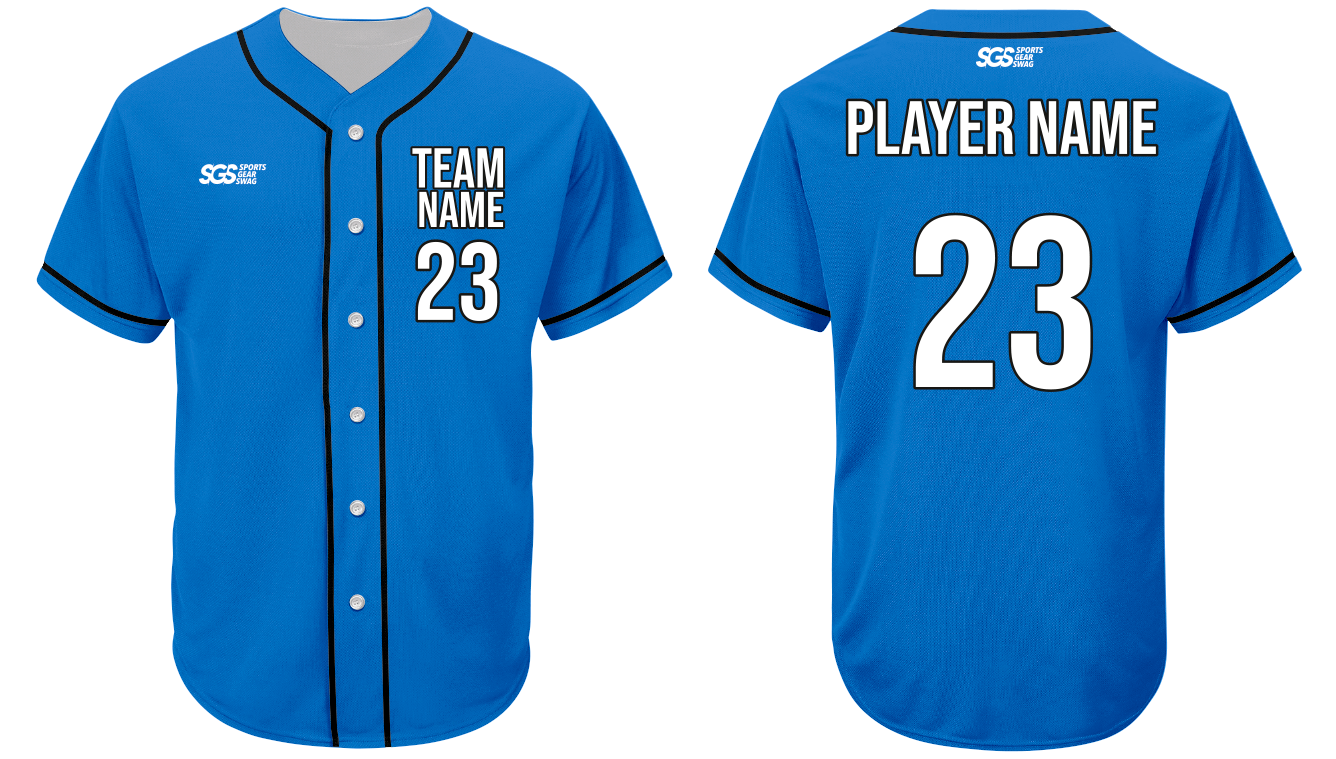 Custom blue wave adult youth unisex full buttons softball jersey - Jersey