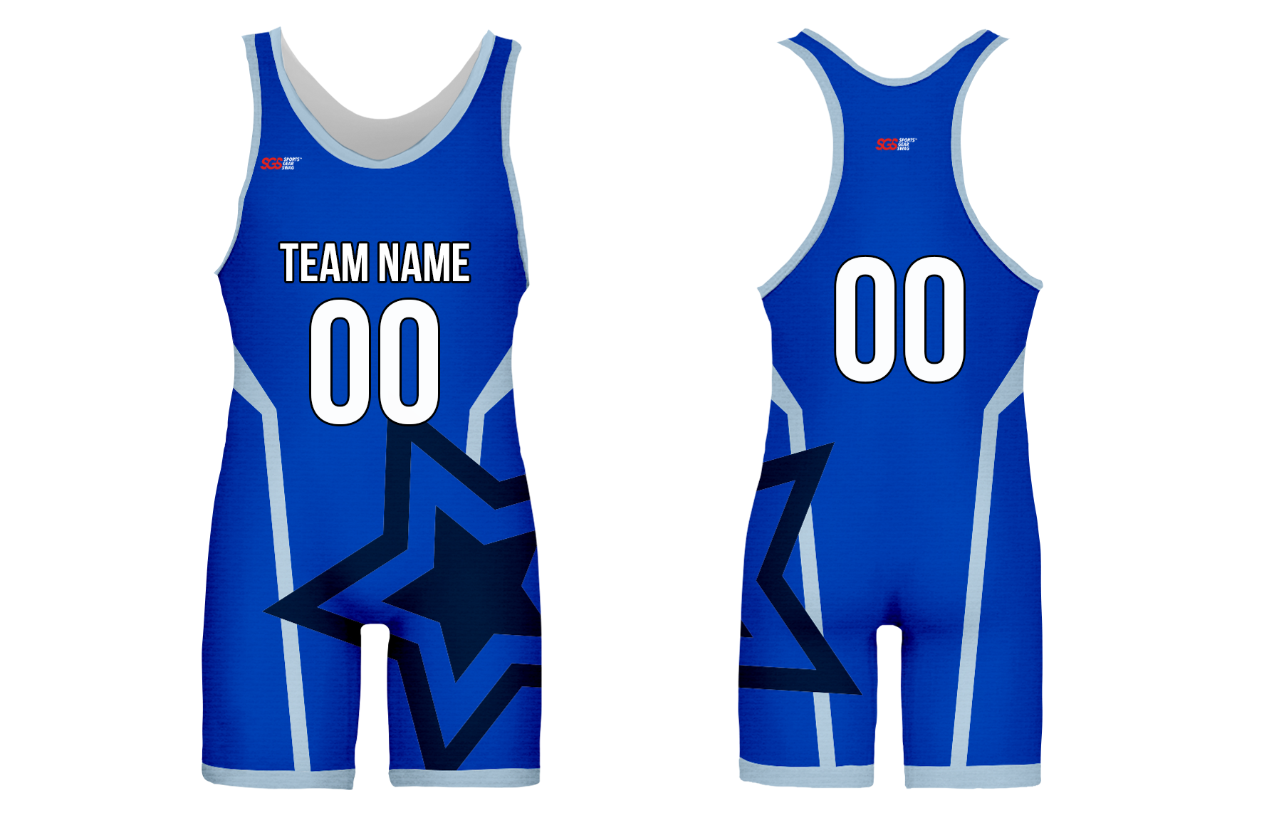 Custom blue starburst adult youth unisex wrestling singlets - Wrestling-singlets